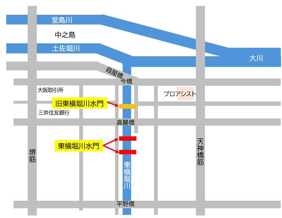東横堀川水門略図